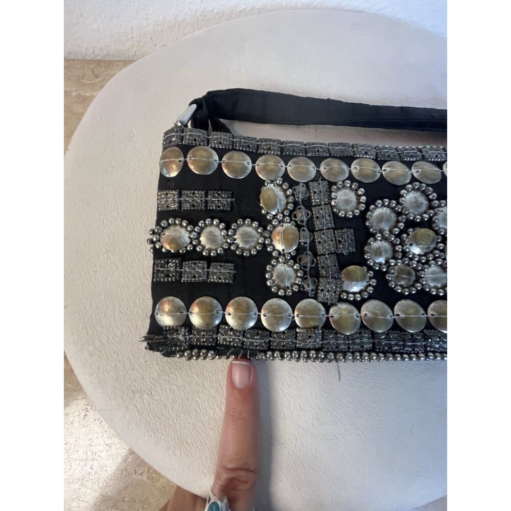 Y2K Express Boho Metal Beaded & Stud Moroccan Vintage Festival Wristlet Clutch - Picture 7 of 15